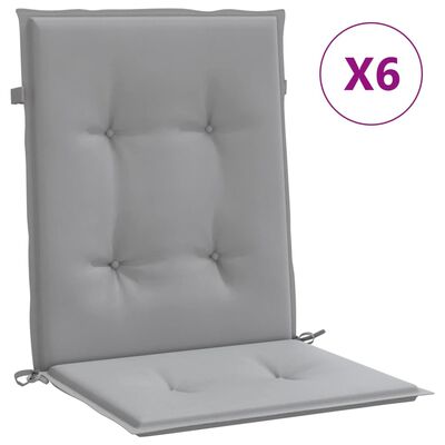vidaXL Podušky na židli nízké opěradlo 6 ks šedé oxfordská látka