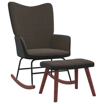 vidaXL Houpací křeslo se stoličkou tmavě šedé samet a PVC