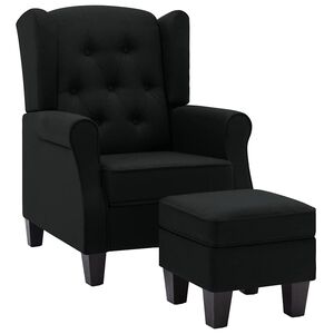 vidaXL Křeslo s podnožkou čern&eacute; textil