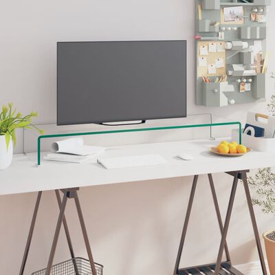vidaXL TV stolek / podstavec na monitor čiré sklo 100x30x13 cm