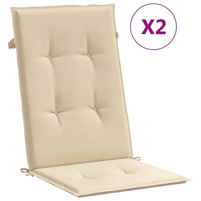 vidaXL Podušky na židli vysoké opěradlo 2 ks béžové 120x50x3 cm textil