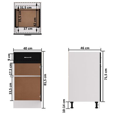 vidaXL Spodní skříňka se zásuvkou černá 40 x 46 x 81,5 cm dřevotříska