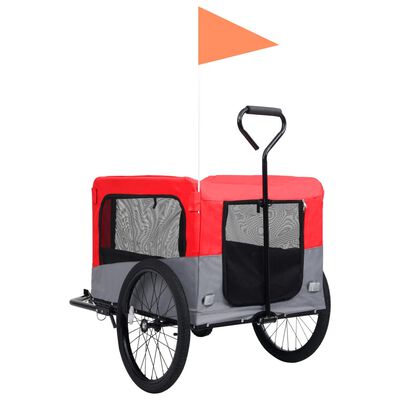vidaXL Vozík pro psa za kolo a na běhání 2 v 1 červeno-šedý