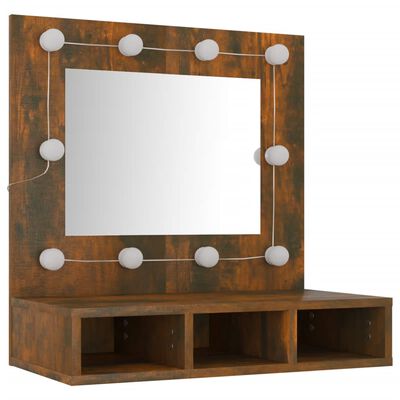 vidaXL Zrcadlová skříňka s LED kouřový dub 60 x 31,5 x 62 cm