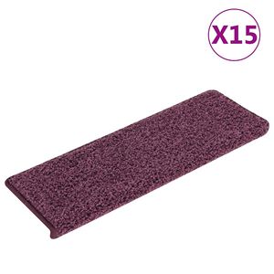 vidaXL Schodov&eacute; rohože 15 ks 65 x 21 x 4 cm tmavě fialov&eacute; s obd&eacute;ln&iacute;kov&yacute;m okrajem