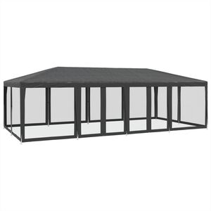 vidaXL Party stan s 12 s&iacute;ťovan&yacute;mi bočnicemi antracitov&yacute; 8 x 4 m HDPE