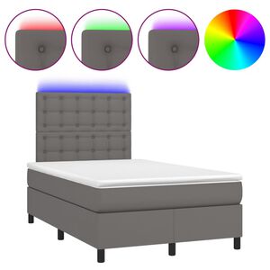 vidaXL Box spring postel s matrac&iacute; a LED &scaron;ed&aacute; 120x200 cm uměl&aacute; kůže