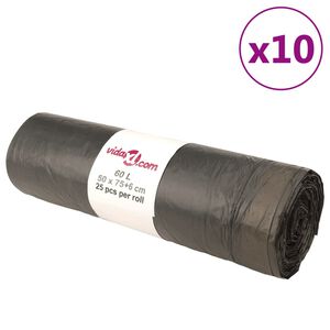 vidaXL Pytle na odpadky se stahovac&iacute;mi &scaron;ňůrkami 250 ks čern&eacute; 60 l
