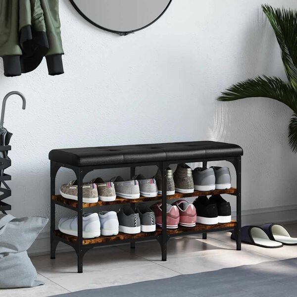 vidaXL Lavice s botn&iacute;kem kouřov&yacute; dub 82 x 32 x 47 cm kompozitn&iacute; dřevo