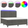 vidaXL Box spring postel s matrac&iacute; a LED tmavě &scaron;ed&aacute; 180x200 cm samet