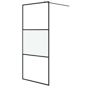 vidaXL Sprchov&aacute; z&aacute;stěna walk-in čern&aacute; 90x195 cm napůl ml&eacute;čn&eacute; ESG sklo
