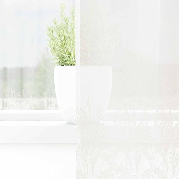 vidaXL Čipkov&yacute; Z&aacute;věs se z&aacute;clonami Květinov&yacute; B&iacute;l&aacute; 80 x 150 cm Polyester