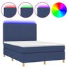vidaXL Box spring postel s matrac&iacute; a LED modr&aacute; 140x200 cm textil