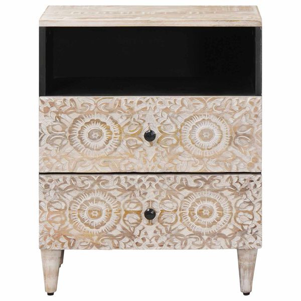 vidaXL Nočn&iacute; skř&iacute;ňka B&iacute;l&aacute; 50 x 33 x 60 cm Masivn&iacute; mangov&eacute; dřevo