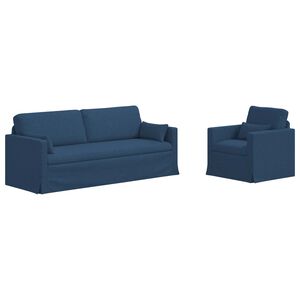 vidaXL Set pohovek 2 ks Modr&aacute; textil