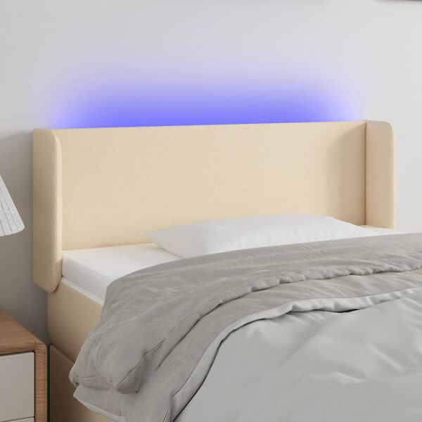 vidaXL Čelo postele s LED kr&eacute;mov&eacute; 83 x 16 x 78/88 cm textil