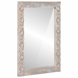 vidaXL n&aacute;stěnn&eacute; zrcadlo B&iacute;l&aacute; 70 x 50 cm Masivn&iacute; mangov&eacute; dřevo