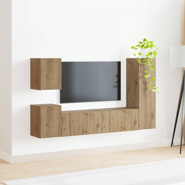 vidaXL Sestava TV skř&iacute;něk 4 pcs Artisanov&yacute; dub kompozitn&iacute; dřevo