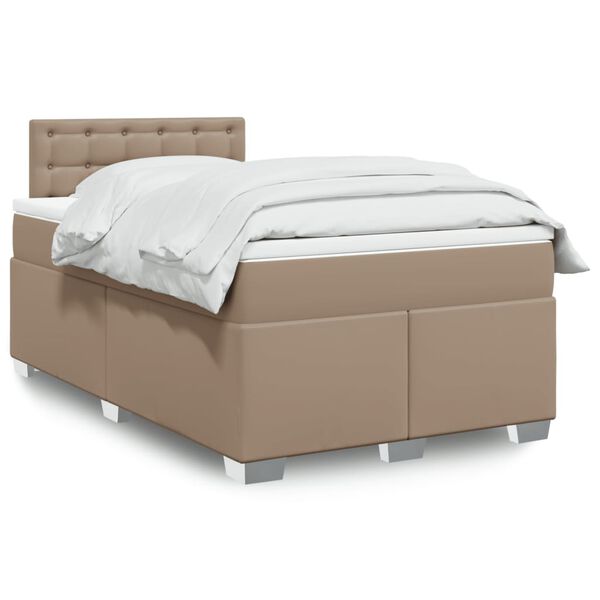 vidaXL Box spring postel s matrac&iacute; cappuccino 120x200 cm uměl&aacute; kůže