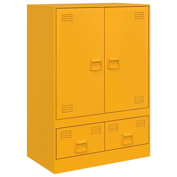 vidaXL Highboard hořčicově žlut&yacute; 67 x 39 x 95 cm ocel