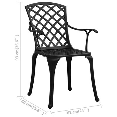 vidaXL Zahradní židle 2 ks litý hliník černé