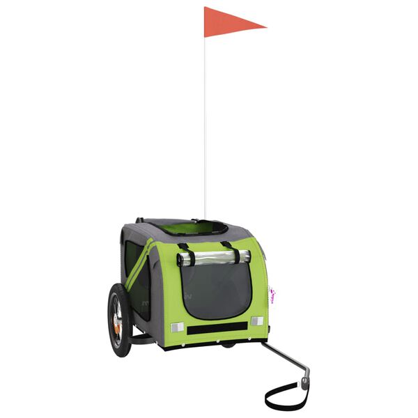 vidaXL Voz&iacute;k za kolo pro psa zelen&yacute; a &scaron;ed&yacute; oxfordsk&aacute; tkanina a železo