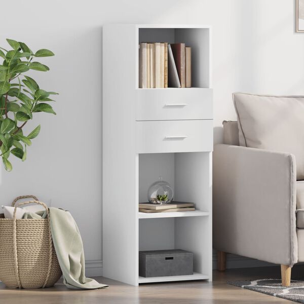 vidaXL Skř&iacute;ň highboard b&iacute;l&aacute; 40 x 42,5 x 124 cm kompozitn&iacute; dřevo