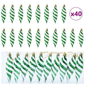 vidaXL V&aacute;nočn&iacute; spir&aacute;lov&aacute; koule 40 ks Zelen&aacute; 3 x 11 cm Plast