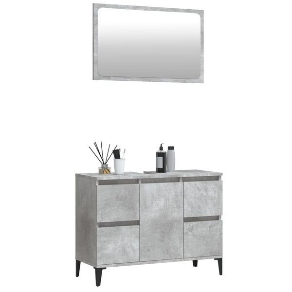 vidaXL 2d&iacute;ln&yacute; set koupelnov&eacute;ho n&aacute;bytku betonově &scaron;ed&yacute; kompozitn&iacute; dřevo