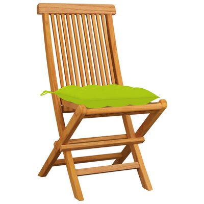 vidaXL Zahradní židle s jasně zelenými poduškami 8 ks masivní teak