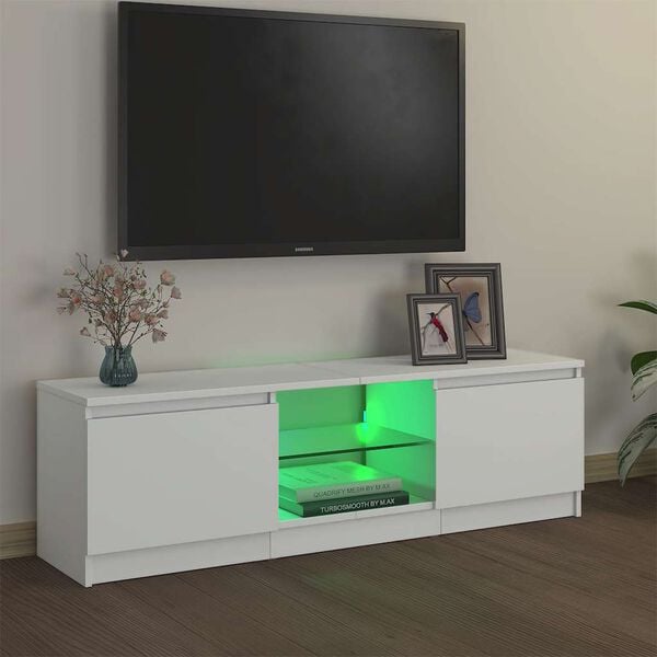 vidaXL TV skř&iacute;ňka s LED osvětlen&iacute;m b&iacute;l&aacute; 120 x 30 x 36 cm