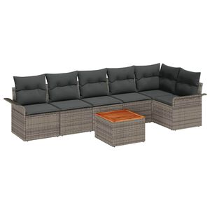 vidaXL Sada zahradn&iacute;ch pohovek s pol&scaron;t&aacute;řem 7 pcs &Scaron;ed&aacute; polyratan