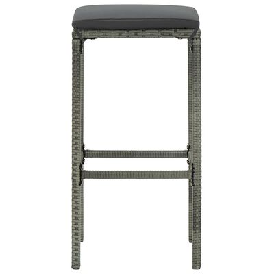 vidaXL Barové stoličky s poduškami 6 ks šedé polyratan