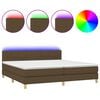 vidaXL Box spring postel s matrac&iacute; a LED tmavě hněd&aacute; 200x200 cm textil