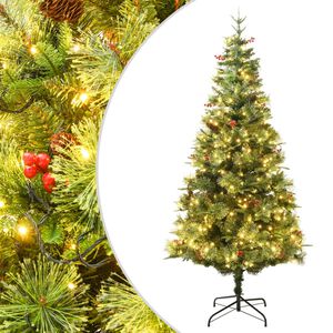 vidaXL V&aacute;nočn&iacute; stromek s LED a borov&yacute;mi &scaron;i&scaron;kami zelen&yacute; 120 cm PVC a PE