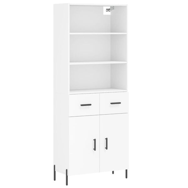 vidaXL Skř&iacute;ň highboard b&iacute;l&aacute; 69,5 x 34 x 180 cm kompozitn&iacute; dřevo