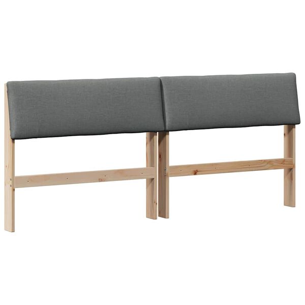 vidaXL Čalouněn&eacute; čelo postele Tmavě &scaron;ed&aacute; 200 cm Masivn&iacute; borov&eacute; dřevo