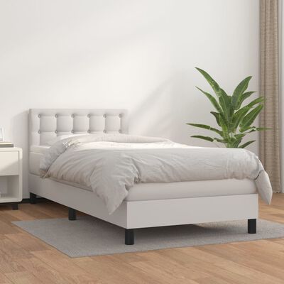 vidaXL Box spring postel s matrací bílá 100x200 cm umělá kůže