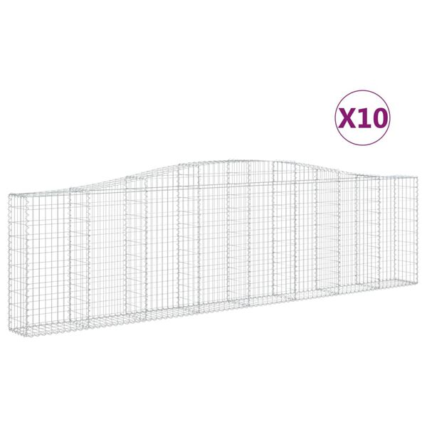 vidaXL Klenut&eacute; gabionov&eacute; ko&scaron;e 10ks 400x30x100/120cm pozinkovan&eacute; železo