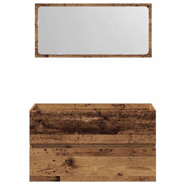 vidaXL Koupelnov&aacute; skř&iacute;ňka se zrcadlem star&eacute;ho dřeva kompozitn&iacute; dřevo