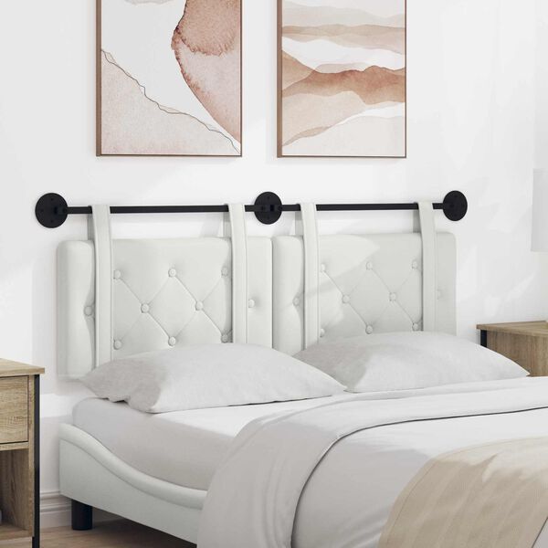 vidaXL Z&aacute;věsn&aacute; čeln&iacute; deska N&aacute;stěnn&yacute; B&iacute;l&yacute; 150 x 55 x 5 cm Uměl&aacute; kůže