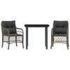 vidaXL 3d&iacute;ln&yacute; bistro set s podu&scaron;kami &scaron;ed&yacute; polyratan