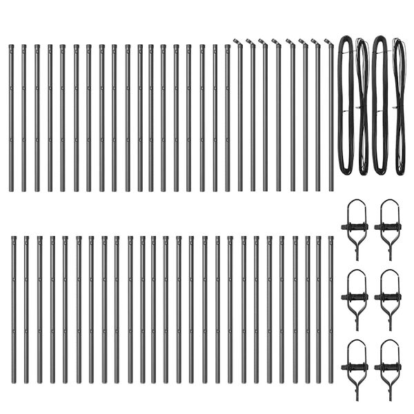 vidaXL Plotový sloupek. Jiný 52 pcs Šedá 3,2 x 3,2 x 120 cm Ocel