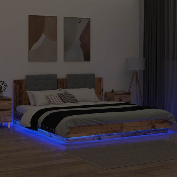 vidaXL R&aacute;m postele s čelem Star&eacute; dřevo 200 x 200 cm kompozitn&iacute; dřevo