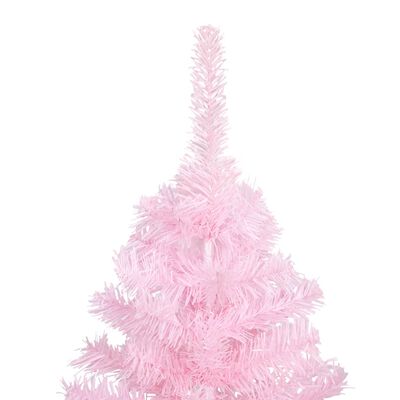 vidaXL Umělý vánoční strom s LED diody a stojanem růžový 210 cm PVC