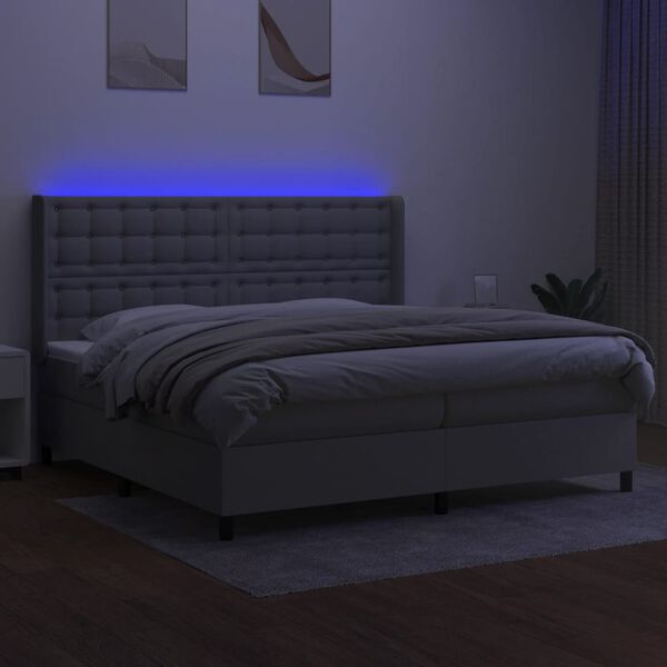 vidaXL Box spring postel s matrac&iacute; a LED světle &scaron;ed&aacute; 200x200 cm textil