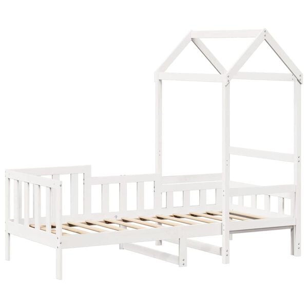 vidaXL V&aacute;lenda se střechou b&iacute;l&aacute; 80 x 200 cm masivn&iacute; borov&eacute; dřevo