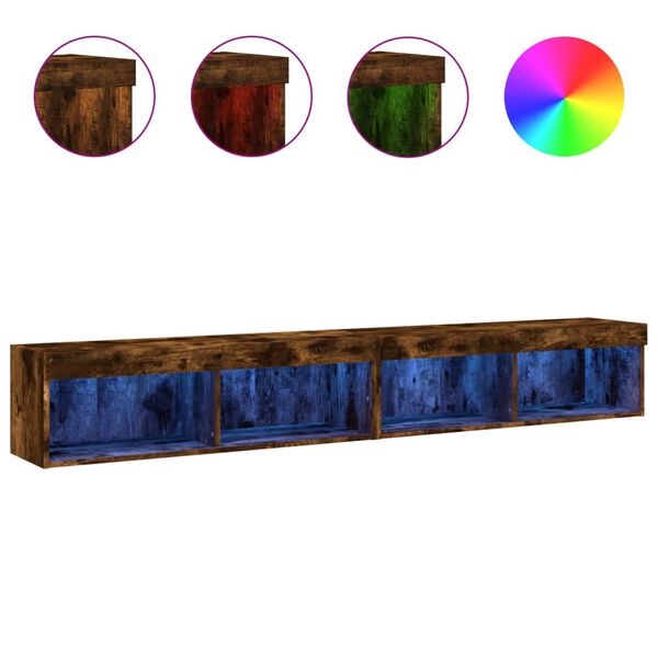 vidaXL TV skř&iacute;ňky s LED osvětlen&iacute;m 2 ks kouřov&yacute; dub 100 x 30 x 30 cm