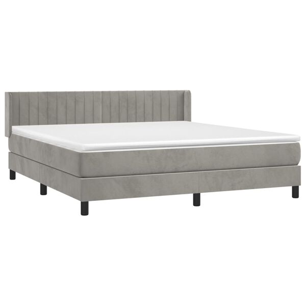 vidaXL Box spring postel s matrac&iacute; světle &scaron;ed&aacute; 160x200 cm samet