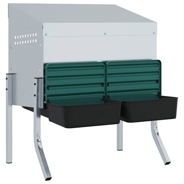 vidaXL Hn&iacute;zdo pro kuřata se 2 přihr&aacute;dkami a nohami, pozinkovan&aacute; ocel